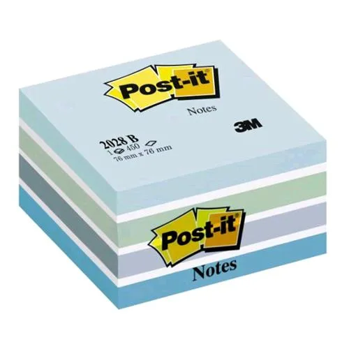 3M Cubo Post-It Pastello 2028-B 450 Fogli Post-It 76MMX76MM Colori Assortiti