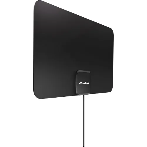 Meliconi Easy Fit Antenna TV da Interno Amplificata Ultra Slim DVB-T2 Hevc, DVB-T, Dab+ Filtro 5G/4G Ailmentazione USB Nero