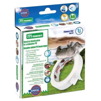Eurocel 771 Fissaforte Nastro Biadesivo Bianco 25MMX5M