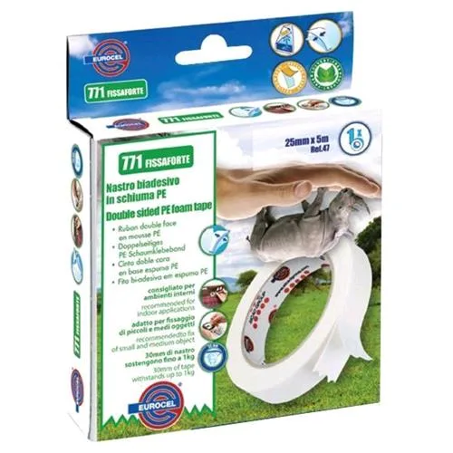 Eurocel 771 Fissaforte Nastro Biadesivo Bianco 25MMX5M