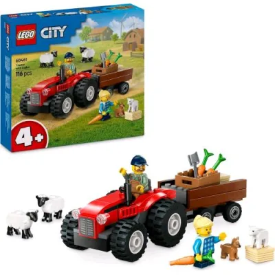 LEGO City Trattore Agricolo Rosso con Rimorchio 2 Pecore e 2 Minifigure