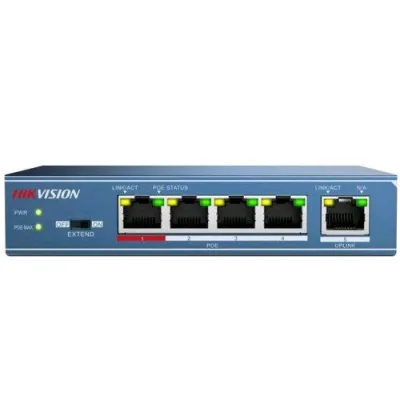 Hikvision DS-3E0105P-E/M Switch Non Gestito 5 Porte 4 x 10/100 Full Duplex POE 30 W + 1 Porta Uplink da 100M