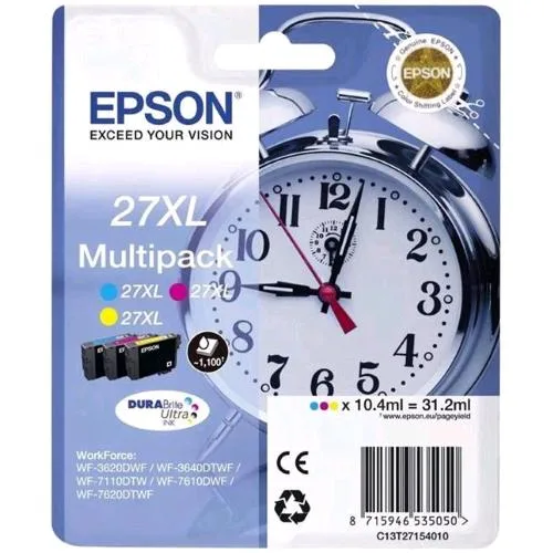 Epson 27XL Sveglia Multipack Cartuccia Ink 3 Colori Ciano Giallo Magenta
