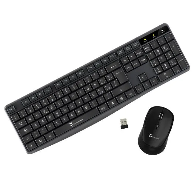 Techmade TM-KM001 Kit Tastiera + Mouse Wireless 2.4GHz Layout Italiano Nero