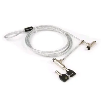 Hamlet Cavo di Sicurezza di a Y in Acciaio per Notebook e PC con Doppio Lucchetto a Chiave 1.8 m Colore Acciaio