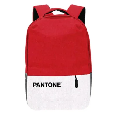 Pantone Zaino per Notebook da 15.6" in Poliestere 3 Scomparti Interfaccia USB per Ricarica Rosso