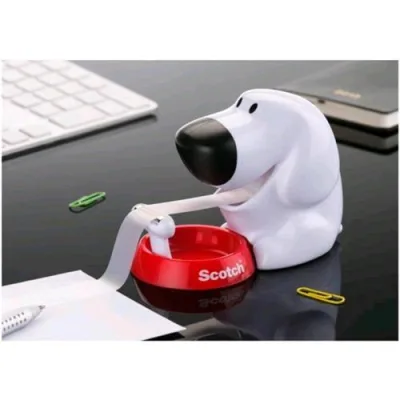 3M Magic Tape Dog per Nastri Adesivi 19mm x 7.5mm + 1 Rotolo di Scotch Magic 810 Col. Bianco e Rosso