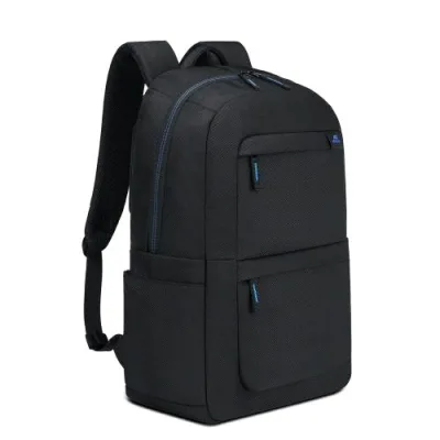 Rivacase Boboli Zaino per Notebook da 16" in Poliestere Tasca Interna e 2 Tasche Frontali Cinghia per Trolley Nero