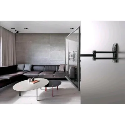 Meliconi Flatstyle FDRP600 Supporto TV Parete a Doppio Braccio e Doppia Inclinazione Staffa per TV a Schermo Piatto da 40" a 82" Attacco Vesa 300-400-600X400 Portata 45 kg Nero