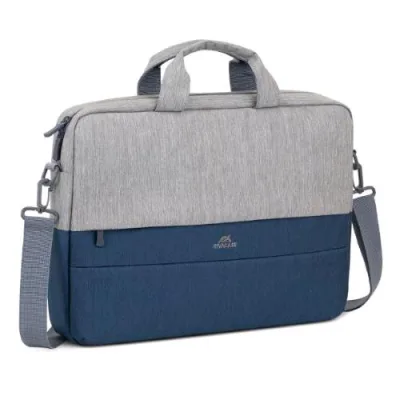 Rivacase Borsa a Tracolla per Laptop da 5.6" in Poliestere 42X31X6.5 cm 8 Scomparti Blu Grigio