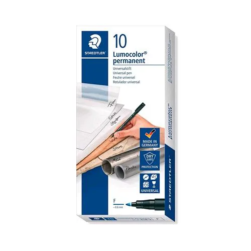 Staedtler Lumocolor Permanent Penna Punta in Fibra 0.6 mm Colore Blu Conf. 10 Pz.