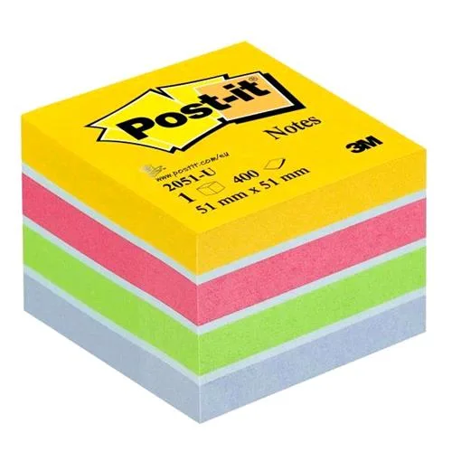3M Mini Cubo Post-It Dado Ultracolor 2051-U 400 Fogli Post-It 51MMX51MM Colori Assortiti