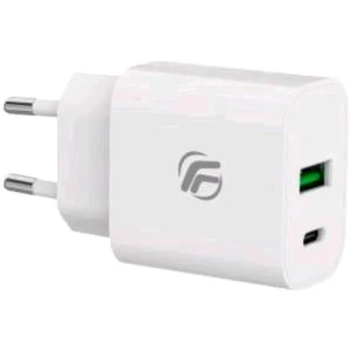 Fenner Caricabatterie da Rete 20 W Fast Charge Due Uscite USB-C + USB-A Bianco
