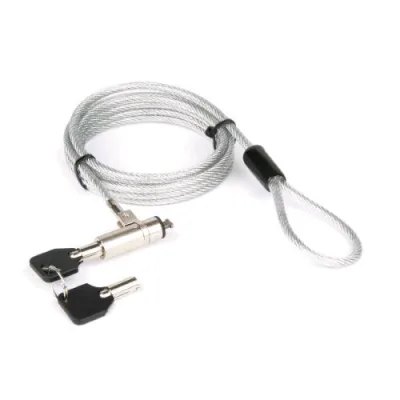 Hamlet Cavo di Sicurezza in Acciaio Rinforzato per Notebook con Lucchetto a Chiave Attacco Nano Slot 2,5 x 6 mm Rivestito con Guaina di Protezione Antigraffio 1.5 m