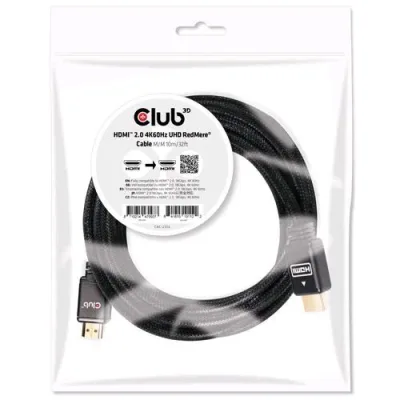 CLUB3D Cavo HDMI 2.0 Male To HDMI 2.0 Male 10 m High Speed 4K 60Hz UHD Redmere Black