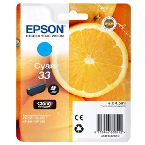 Epson 33 Cartuccia Ciano in Blister per XP-530-630-635-830 300 Pag