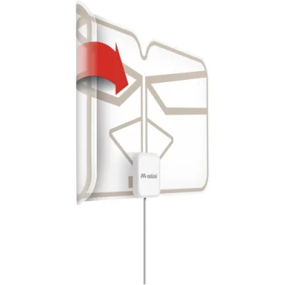 Meliconi Flexi Antenna Amplificata TV da Interni Piatta Trasparente DVB-T2 Hevc, DVB-T HD, Radio Dab+ Filtro 5G/LTE con Alimentazione Via Usb. Ripiegabile e Comoda da Trasportare