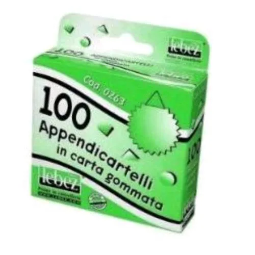 Lebez Appendicartelli Adesivi Gommati in Cartone Metallo Diametro 3.5 cm Colori Assortiti Conf 100 Pz.