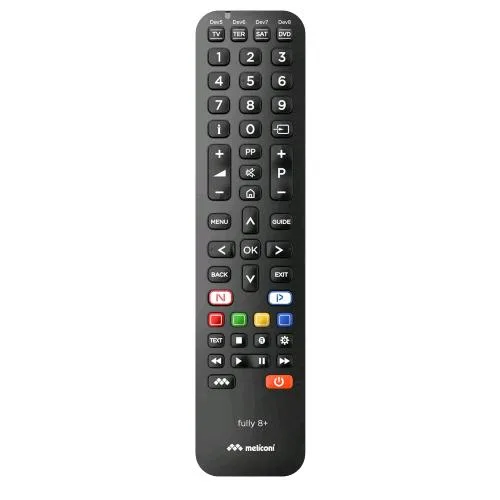 Meliconi Fully 8+ Telecomando Universale Sostituisce e Raggruppa fino Ad 8 Telecomandi in Uno Televisione, Lettore DVD/Blu-Ray, Set Top Box