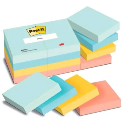 3M Post-It Beachside Blocchetti 100 Fogli 51X38 mm Colori Assortiti Conf 12 Pz.