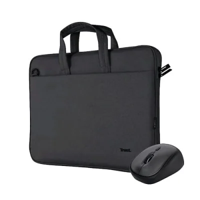 Trust Bologna Kit Borsa Notebook 16" e Mouse Wireless Silenzioso Black