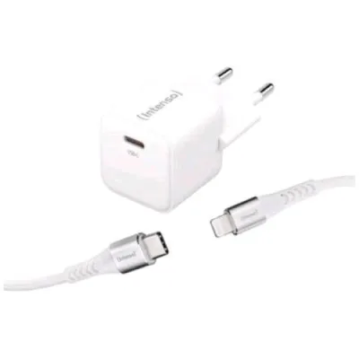 Intenso Power Charger Caricabatterie da Rete Gan 30 W USB-C + Cavo USB-C Bianco