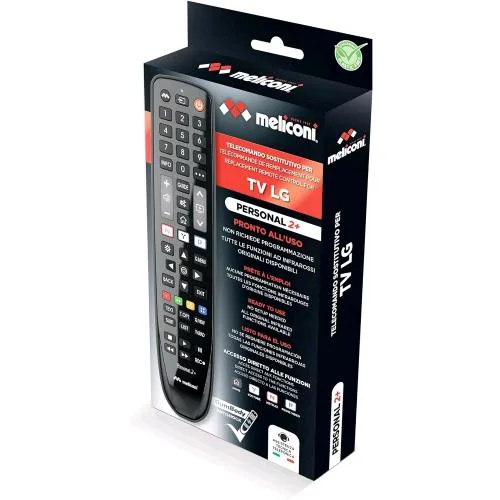 Meliconi Gumbody Personal 2+ Telecomando per TV LG Sostituisce il Telecomando Origianale Pronto All'uso Corpo in Gomma Antishock Nero
