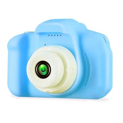 Celly Kids Camera 3 Fotocamera Digitale per Bambini Schermo Colorato 3MPX Registraziine Video Microfono e Cinturino da Polso Light Blue