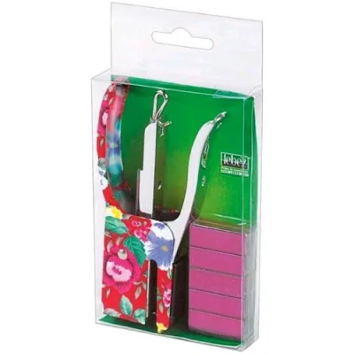 Lebez 2412 Mini Cucitrice a Pinza Caricamento Posteriore 15 Fogli Tipo Punti Serie 10 mm + 1.000 Punti Blister Colori Assortiti
