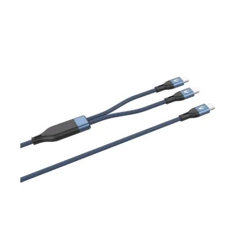 Vultech Cavo Adattatore da USB-C a 2 x USB-C Maschio-Maschio Max 100 W 5.0 A - 1.2 m Blu