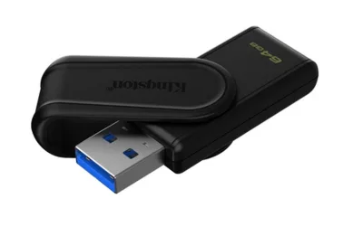 Kingston Datatraveler Exodia S Chiavetta USB 64GB USB-A 3.2 Gen 1 con Cappuccio a Rotazione Nero
