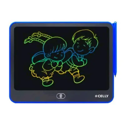 Celly Kids Collection Lavagna Elettronica per Bambini Multifunzionale Schermo Impermeabile Cancellazione One Touch con Pennino Blu