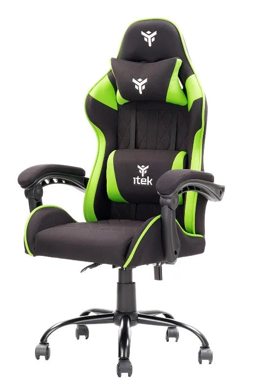 ITEK Rhombus FF10 Sedia Gaming Tessuto Doppio Cuscino Schienale Reclinabile Nero Verde