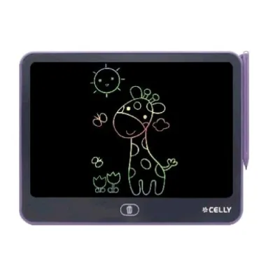 Celly Kids Collection Lavagna Elettronica per Bambini Multifunzionale Schermo Impermeabile Cancellazione One Touch con Pennino Viola