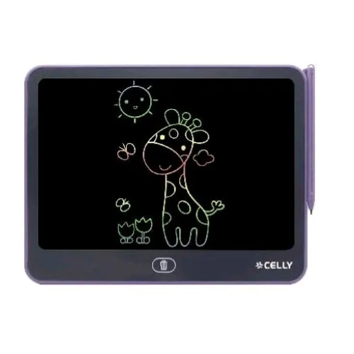 Celly Kids Collection Lavagna Elettronica per Bambini Multifunzionale Schermo Impermeabile Cancellazione One Touch con Pennino Viola