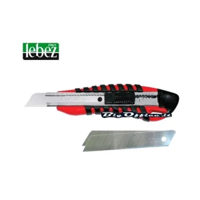 Lebez 9207B Cutter Maxi Impugnatura in Gomma 2 Lame in Blistertaglierino Colore Rosso/Nero