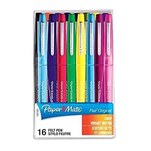Papermate Flair Original Penna Punta in Fibra 0.7 mm Colori Assortiti Conf 16 Pz.