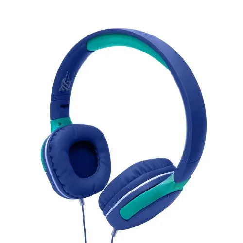 Celly Kidsbeat 2 Cuffie per Bambini con Cavo Jack 3.5mm Limitazione del Volume a 85DB Microfono Incorporato Archetto Regolabile Controllo Chiamate e Volume/Musica Blu