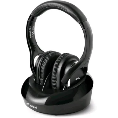 Meliconi HP600 Pro Cuffia TV Wireless Universale con Base di Ricarica ed Ingresso Audio Analogico e Digitale Nero