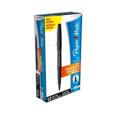 Papermate Flair Penna Punta in Fibra 0.7 mm Colore Nero Conf. 12 Pz.