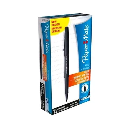 Papermate Flair Penna Punta in Fibra 0.7 mm Colore Nero Conf. 12 Pz.