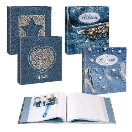 Lebez Album Tasca 100 Foto in Cartoncino 21X21 cm Fantasie Assortite Jeans