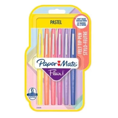 Papermate Flair Scented 1.1 Pastel Penne Punta in Fibra 1 mm Colori Assortiti Conf 6 Pz.