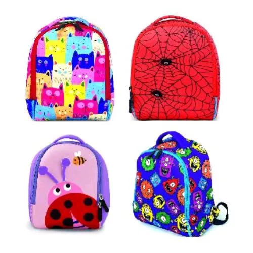 Lebez Baby Bag Zainetto in Neoprene 24X21X11CM Tasca Frontale con Zip Colori Assortiti Conf 4 Pz.