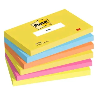 3M Post-It Energetic Blocchetto 76X127 mm 100 Fogli Colori Assortiti Conf 6 Pz.
