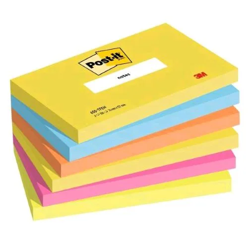 3M Post-It Energetic Blocchetto 76X127 mm 100 Fogli Colori Assortiti Conf 6 Pz.