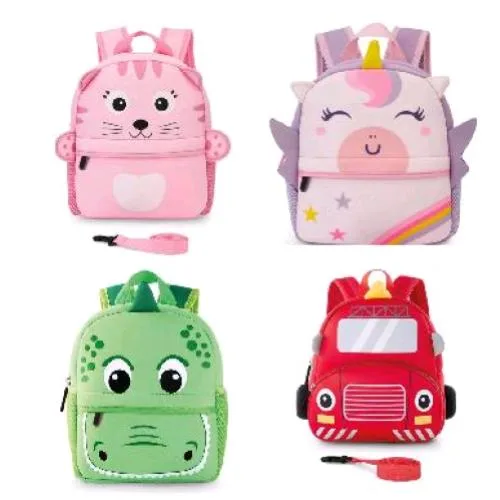 Lebez Baby Bag Zainetto in Neoprene 26X32X10 cm Tasca Frontale Spallacci Imbottiti Regolabili Soggetti Assortiti