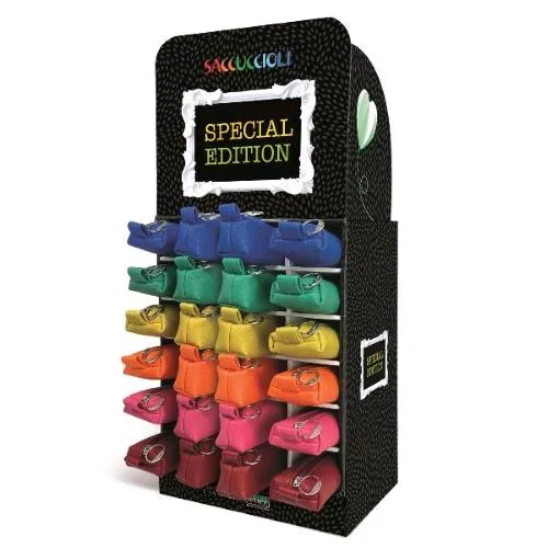 Lebez Basic Colors Espositore Saccucciolo in Nylon a Lingotto e a Barretta Colori Assortiti Conf 24 Pz.