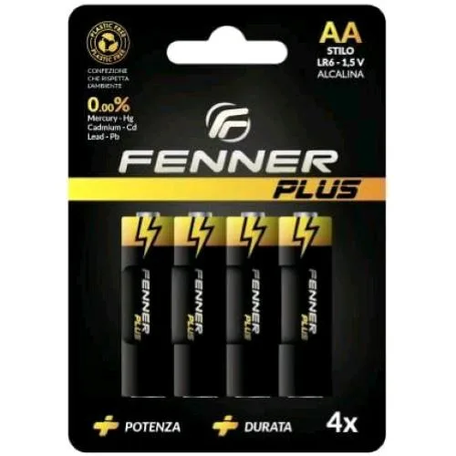 Fenner Plus FN-LR6 Batterie Stilo AA Alcaline LR6 1.5 V Conf 4 Pz.