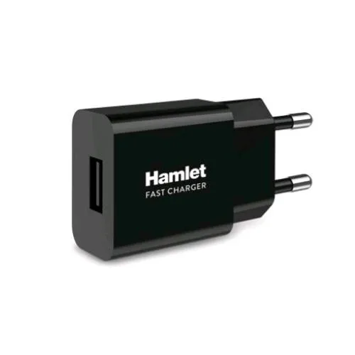 Hamlet Fast Charger Caricabatterie da Rete USB 2.1A / 10.5 W Nero